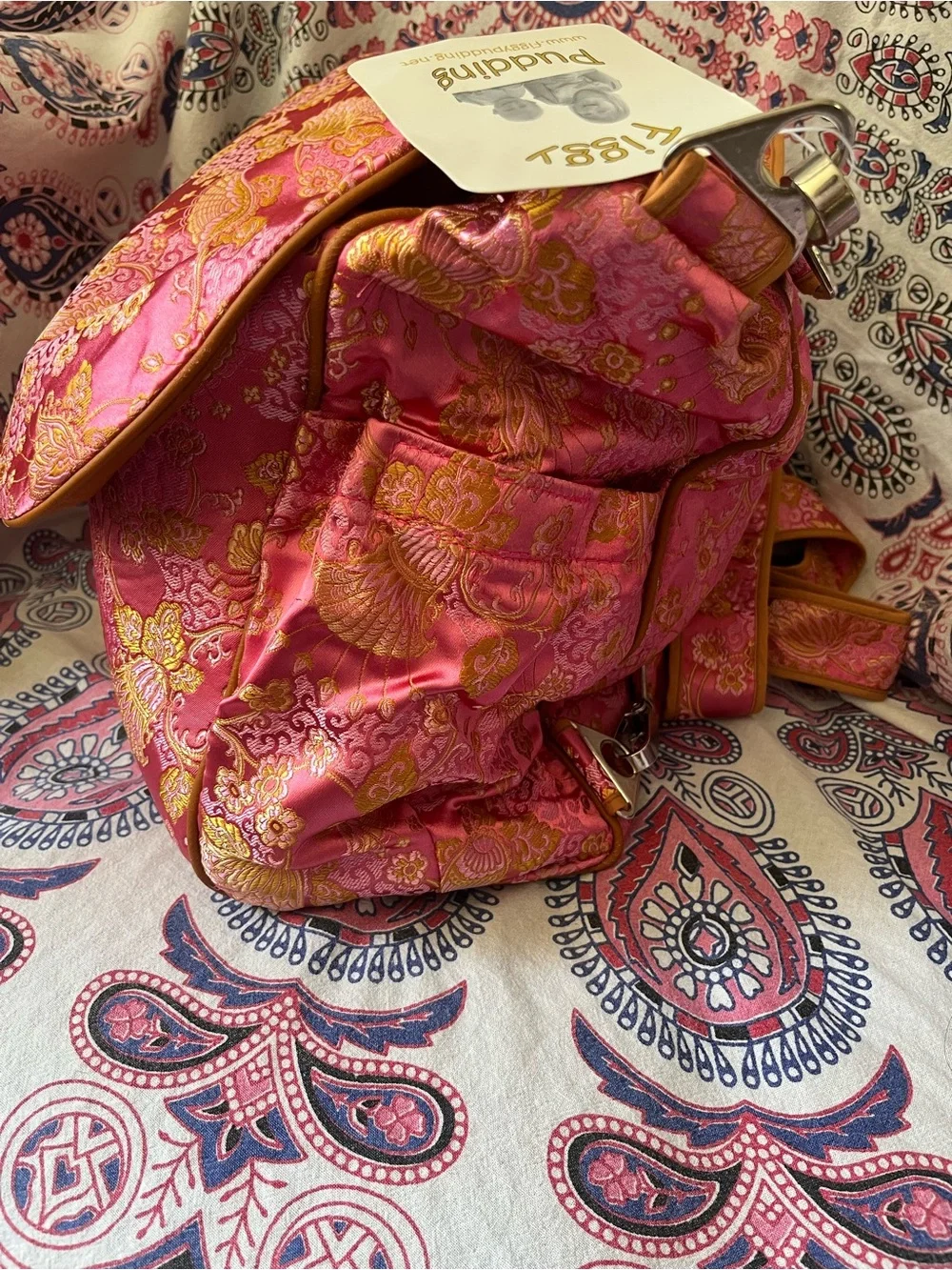 Gorgeous Pink Brocade Baby Bag